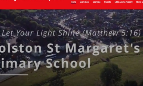 A screenshot showing the front of the Wolston St Margaret's Primary School website.